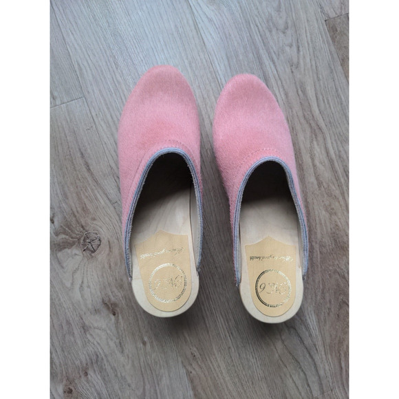 No.6 Old School Clogs High Heel Pink Pony Hair Womens 7.5 - 8 EU 38 - Picture 4 of 16